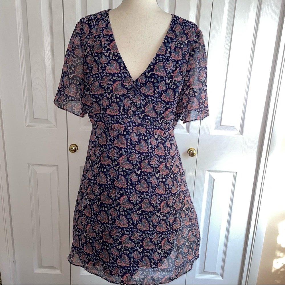 Madewell floral chiffon fit flare dress size 14